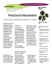 Simple Preschool Newsletter Template