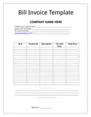 Free Download PDF Books, Generic Billing Invoice Template