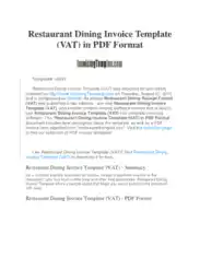 Restaurant Dining Invoice Template