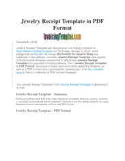 Free Download PDF Books, Jewelry Receipt Template