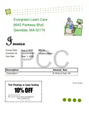 Evergreen Lawn Care Invoice Sample Template