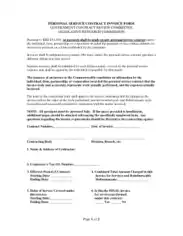 Personal Service Contract Invoice Form Template