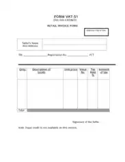 Blank Retail Invoice Form Template