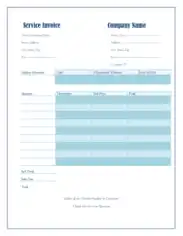 Blue Provisioning Invoice Sample Template