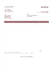 Red Service Invoice For Hours And Rates Template