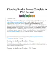 Free Download PDF Books, Sample Cleaning Service Invoice Template