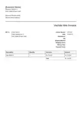 Vehicle Hire Invoice Template