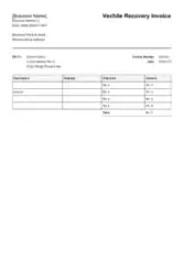 Vehicle Recovery Invoice Template