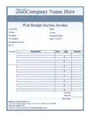 Web Design Service Invoice Free Template