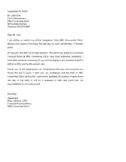 Nurse Resignation Letter With 2 Weeks Notice Template