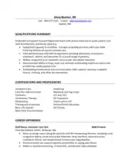 Registered Nurse Resume Summary Template