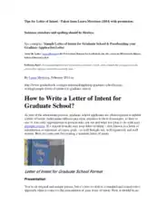 Sample Letter of Intent for Graduate Template