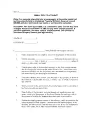 Sample Small Estate Affidavit Form Template