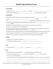 Sublet Lease Agreement Form Template