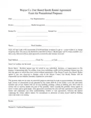 Booth Rent Agreement Form Template