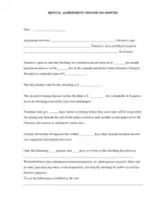 Monthly Rental Agreement Form Template