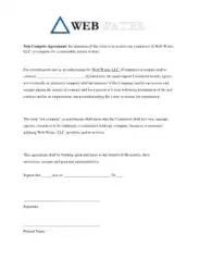 Non Compete Agreement Form PDF Template