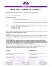 Separation and Release Agreement Form Template