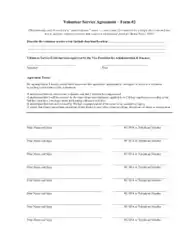 Volunteer Service Agreement Form Free Template