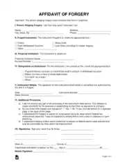 Affidavit Of Forgery Form Template
