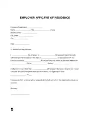 Free Download PDF Books, Employer Affidavit Of Residence Letter Form Template