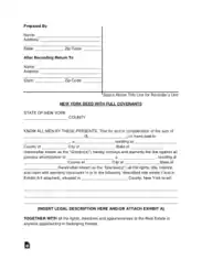 New York Deed With Full Covenants Form Template