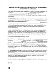 Free Download PDF Books, Massachusetts Lease Agreement Option To Purchase Form Template