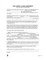 New Jersey Lease Agreement With Option To Purchase Form Template