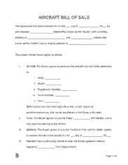 Aircraft Bill of Sale Form Template