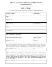 Arkansas Tax Credit For Replacement Vehicle Bill of Sale Form Template