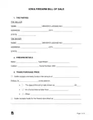 Free Download PDF Books, IOWA Firearm Bill of Sale Form Template