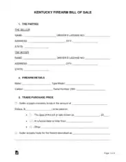Free Download PDF Books, Kentucky Firearm Bill of Sale Form Template