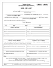 Free Download PDF Books, Nebraska Motor Vehicle Bill of Sale Form Template