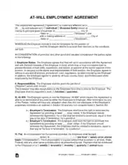At Will Employment Contract Form Template