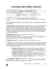 California Employment Contract Form Template