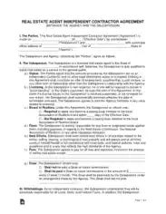 Real Estate Agent Independent Contractor Agreement Form Template