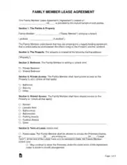 Family Member Lease Agreement Form Template