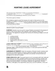 Hunting Lease Agreement Form Template