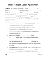 Free Download PDF Books, Week To Week Lease Agreement Form Template