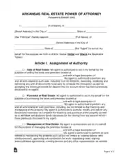 Arkansas Real Estate Power Of Attorney Form Template