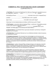 Commercial Real Estate Non Disclosure Agreement Nda Form Template