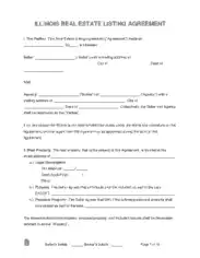Illinois Real Estate Listing Agreement Form Template