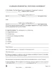 Louisiana Residential Real Estate Purchase Agreement Form Template