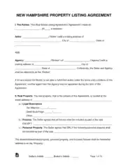 New Hampshire Real Estate Listing Agreement Form Template