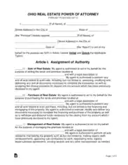 Ohio Real Estate Power Of Attorney Form Template