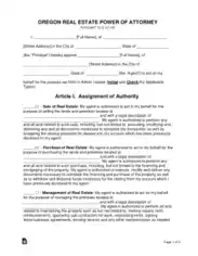 Oregon Real Estate Power Of Attorney Form Template