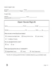 Real Estate Open House Sign In Sheet Detailed Form Template