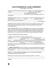 Hawaii Residential Lease With Option To Purchase Form Template