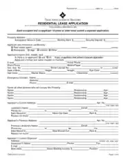 Texas Residential Lease Application Form Template
