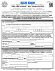 Ga Motor Vehicle Power Of Attorney Form T8 Template
